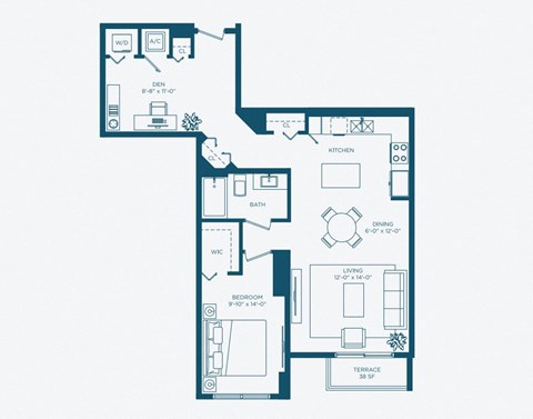 bedroom floor plan | the mansions on the park at Regatta at New River, Fort Lauderdale, 33301